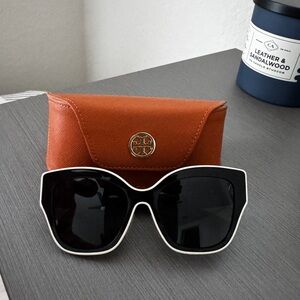 Tory Burch Black Sunglasses with White Trim
